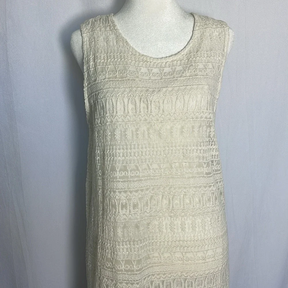 NWT MANGO Brenda Crochet Knee Length Dress Size S Ivory Lined Sleeveless Boho